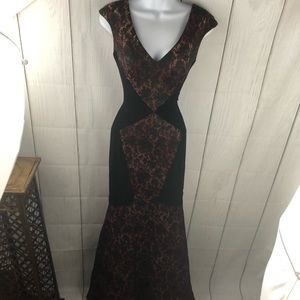 NWOT Theia Formal Metallic Mermaid Jacquard Gown